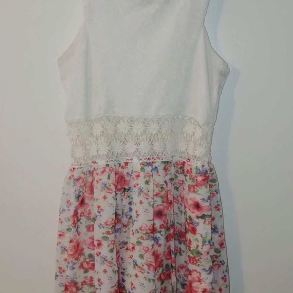 Bailey Blue Lace Top Flare Dress-Size Medium